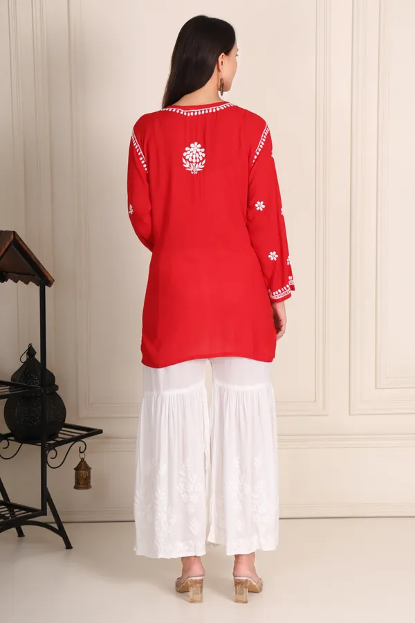 Red_Modal_Short_Kurti_Ethnic_Wear_For_Women