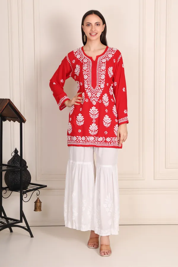 Red_Modal_Short_Kurti_Ethnic_Wear_For_Women