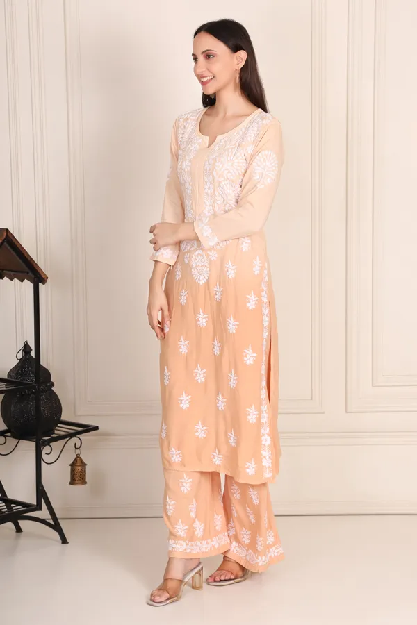 Peach_Colour_Premium_Chikankari_Modal_Suit_With_2_Shaded_Thread_Work_For_Women