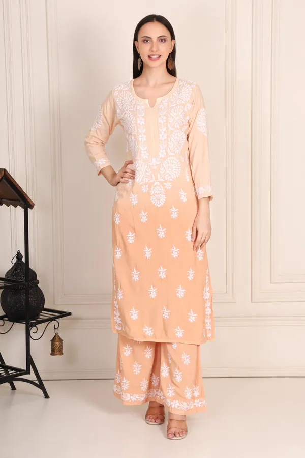 Peach_Colour_Premium_Chikankari_Modal_Suit_With_2_Shaded_Thread_Work_For_Women