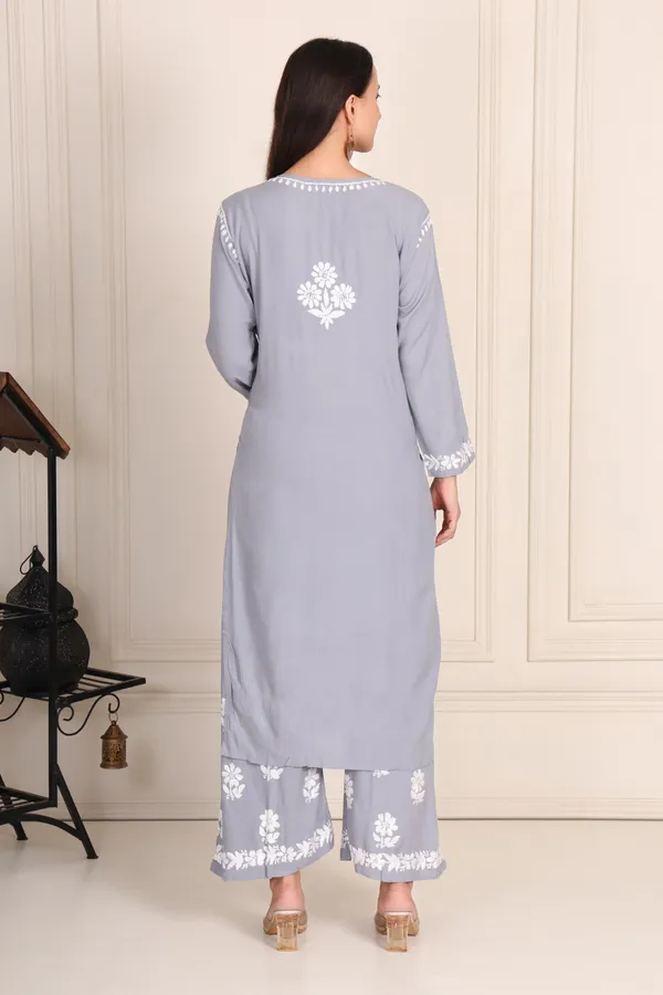 Powder_Blue_Chikankari_Kurti_Set_In_Modal_For_Women