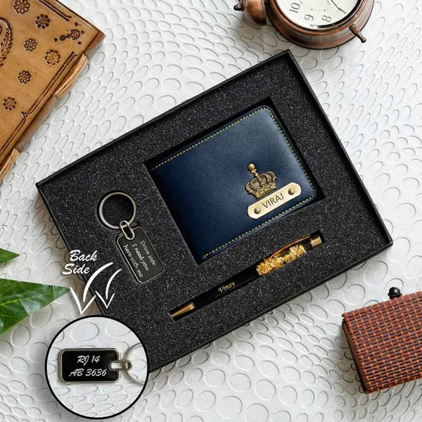 3-in-1_Brown_Leather_Men's_Personalized_Wallet_Gift_Set_(Pack_of_1_wallet,_1_Pen_and_1_Key_chain)