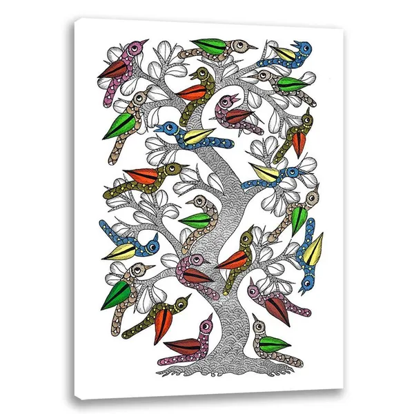 Chirping_Birds_Gond_Painting