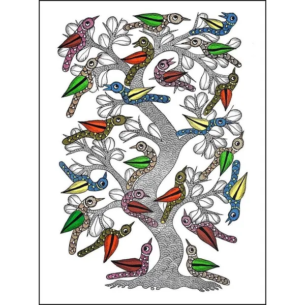 Chirping_Birds_Gond_Painting