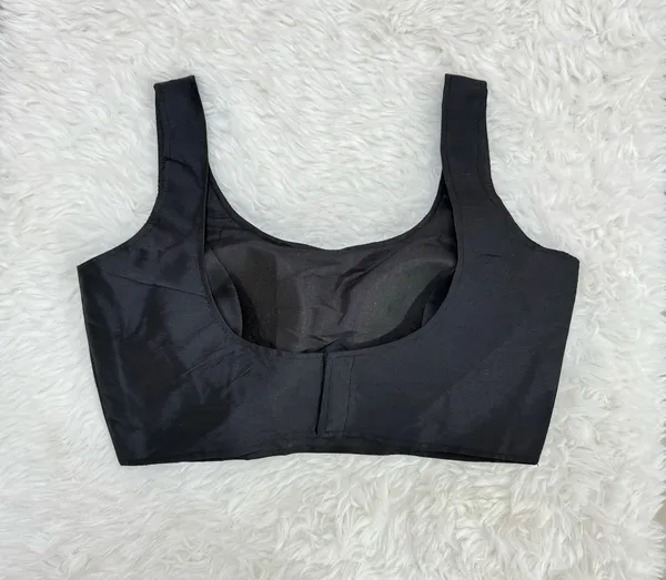 Black_Silk_Plain_Sleeveless_Readymade_Blouse