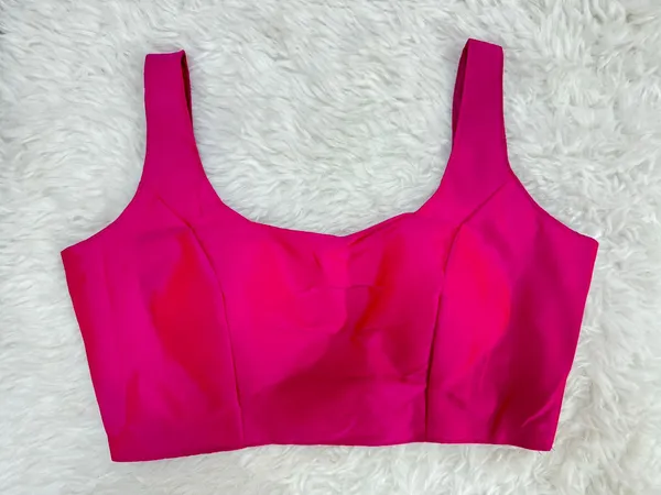 Hot_Pink_Silk_Plain_Sleeveless_Readymade_Blouse