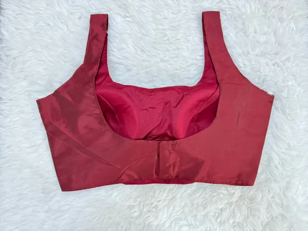 Maroon_Silk_Plain_Sleeveless_Readymade_Blouse