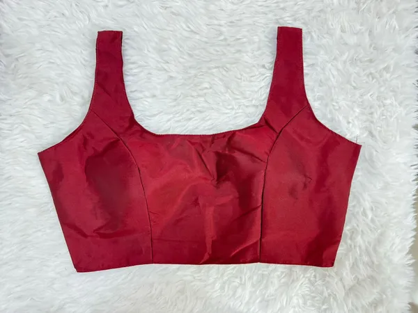 Maroon_Silk_Plain_Sleeveless_Readymade_Blouse