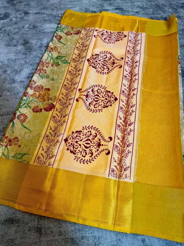 Yellow_Colour_Banarasi_Soft_Tissue_Silk_Saree