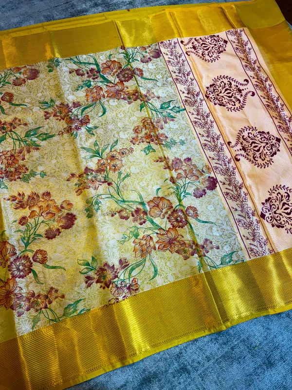 Yellow_Colour_Banarasi_Soft_Tissue_Silk_Saree