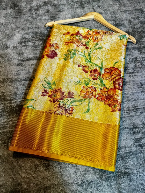 Yellow_Colour_Banarasi_Soft_Tissue_Silk_Saree