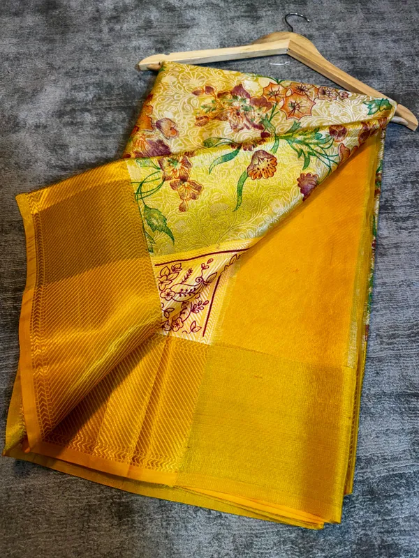 Yellow_Colour_Banarasi_Soft_Tissue_Silk_Saree