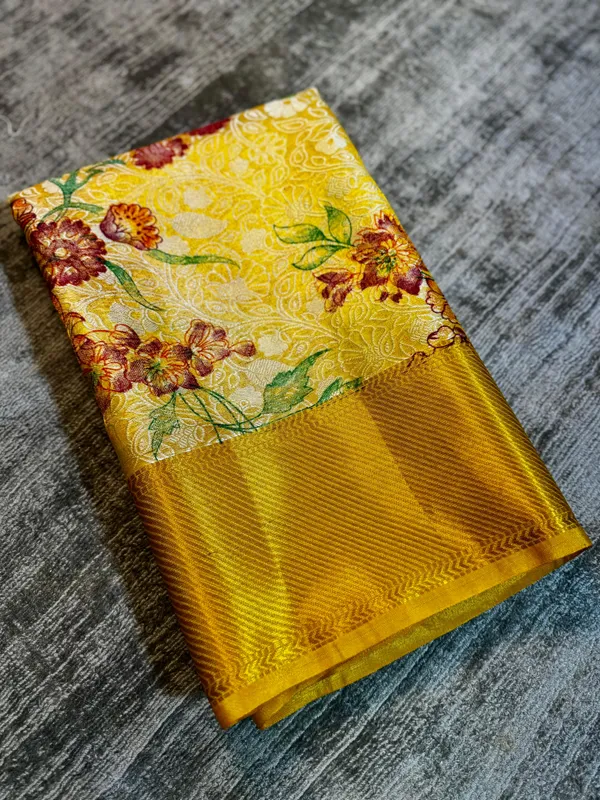 Yellow_Colour_Banarasi_Soft_Tissue_Silk_Saree