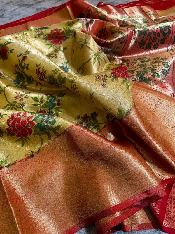 Yellow_Colour_Banarasi_Soft_Tissue_Silk_Sarees