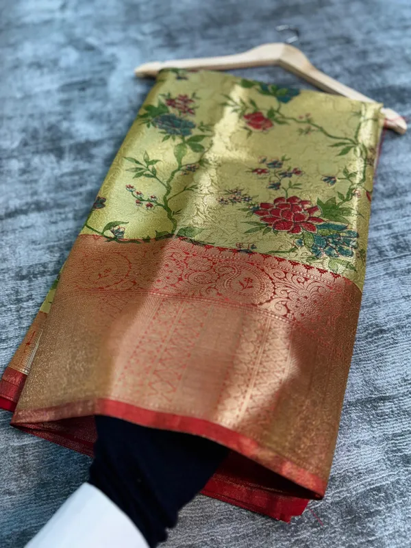 Yellow_Colour_Banarasi_Soft_Tissue_Silk_Sarees