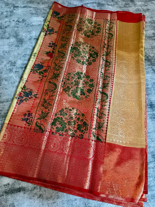 Yellow_Colour_Banarasi_Soft_Tissue_Silk_Sarees