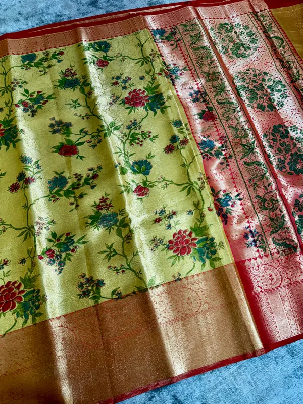 Yellow_Colour_Banarasi_Soft_Tissue_Silk_Sarees
