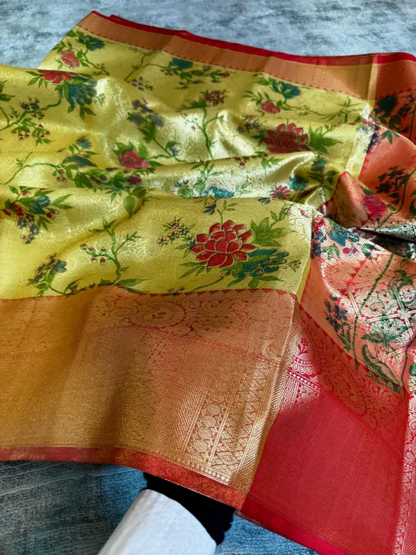 Yellow_Colour_Banarasi_Soft_Tissue_Silk_Sarees