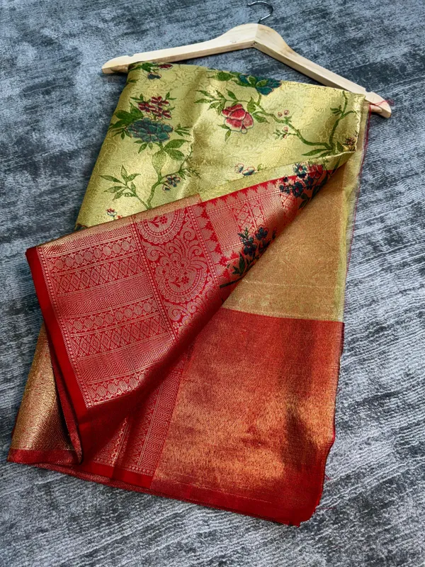 Yellow_Colour_Banarasi_Soft_Tissue_Silk_Sarees