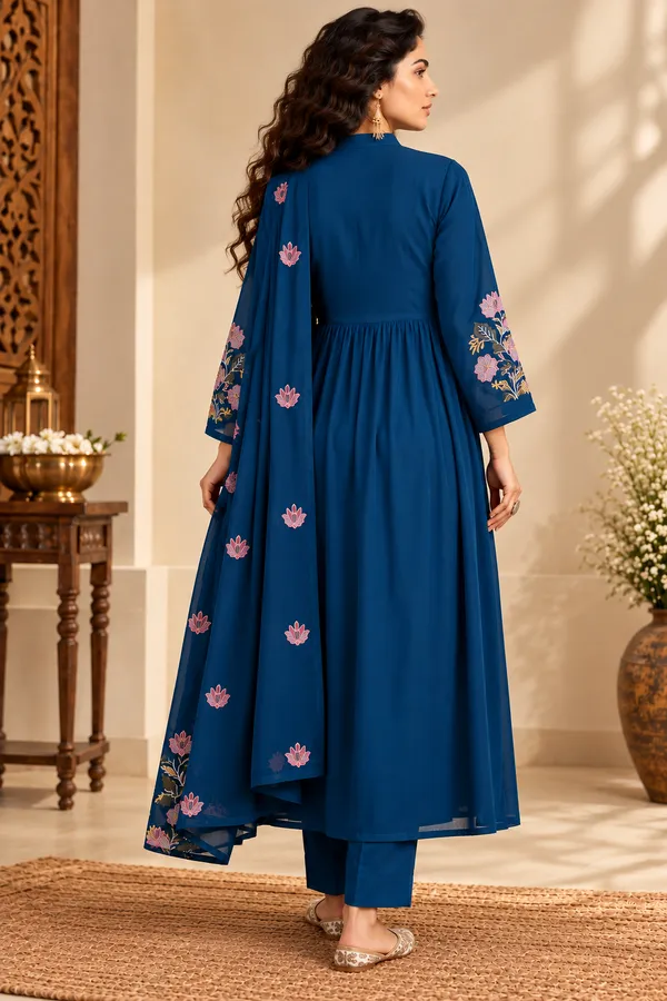 Deep_Blue_Cotton_3_Piece_Long_Set_For_Women