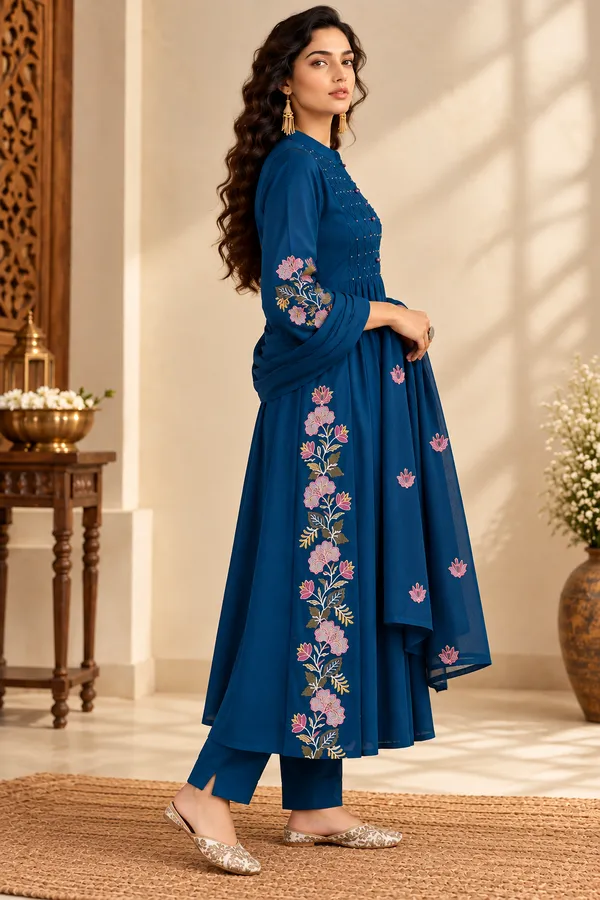 Deep_Blue_Cotton_3_Piece_Long_Set_For_Women