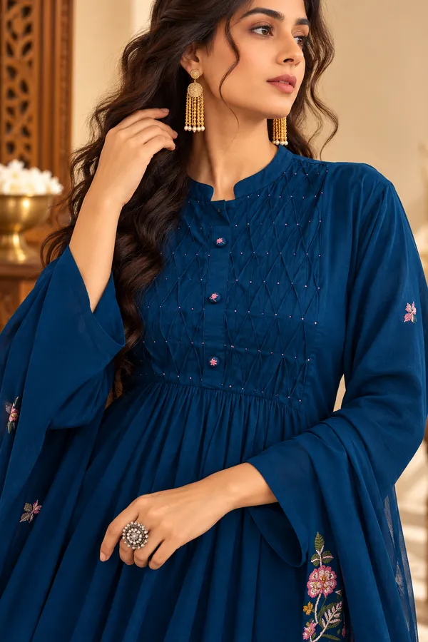 Deep_Blue_Cotton_3_Piece_Long_Set_For_Women