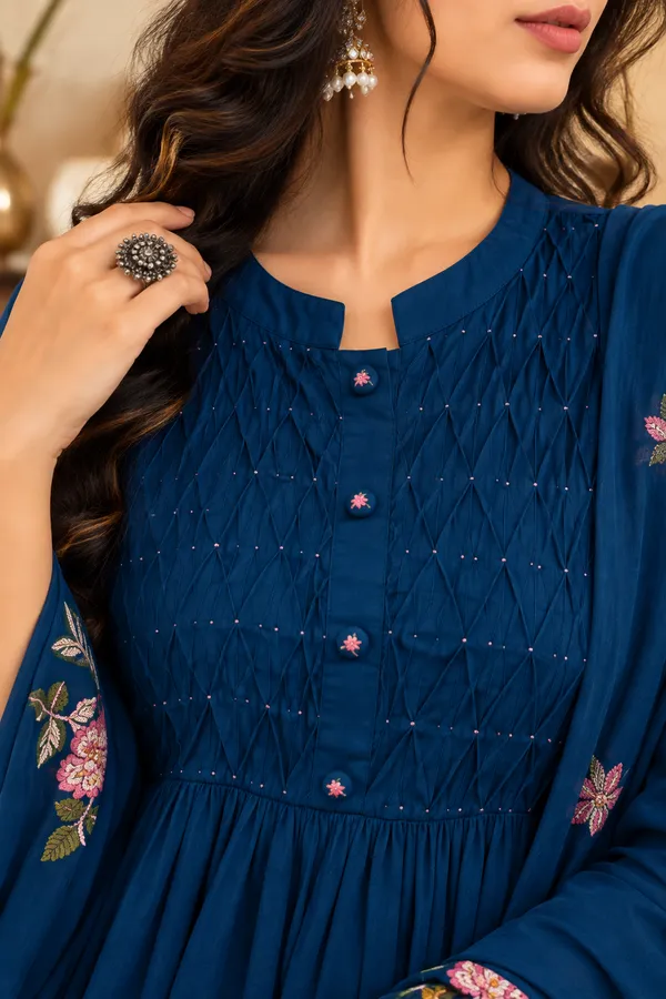 Deep_Blue_Cotton_3_Piece_Long_Set_For_Women
