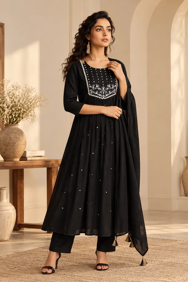 Black_Cotton_3_Piece_Set_For_Women