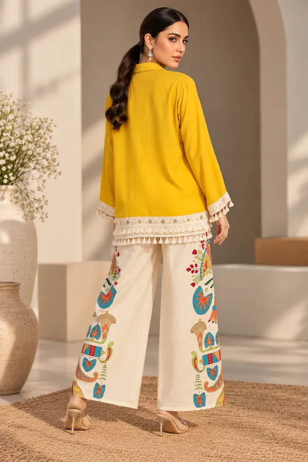 Yellow_Cotton_Short_Kurta_Palazzo_Set_For_Women