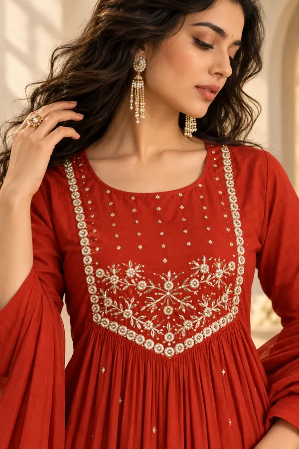 Red_Cotton_3_Piece_Co-Ord_Set_For_Women