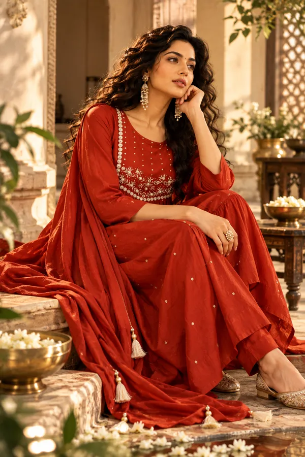 Red_Cotton_3_Piece_Co-Ord_Set_For_Women