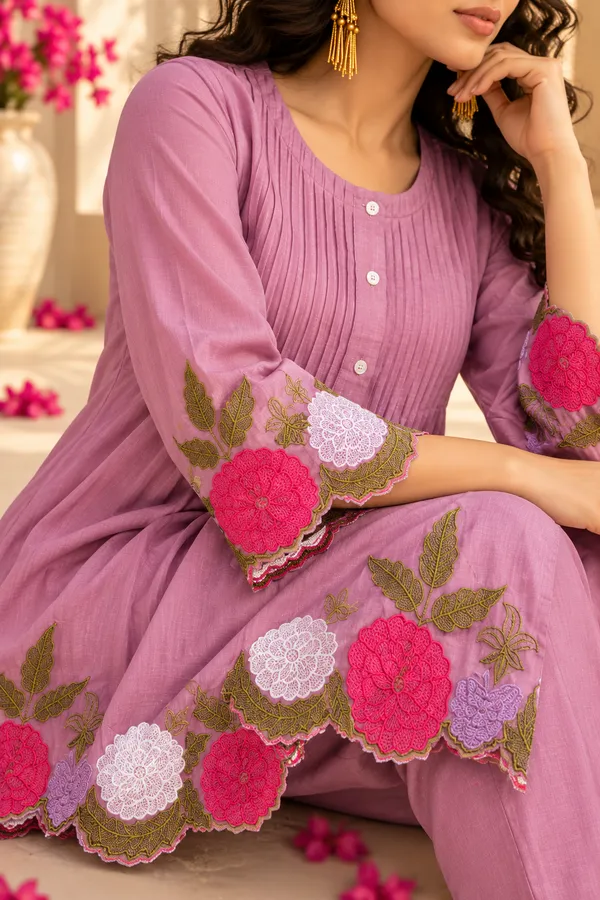 Purple_Cotton_Kurta_Pant_Set_For_Women