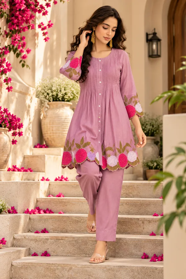 Purple_Cotton_Kurta_Pant_Set_For_Women