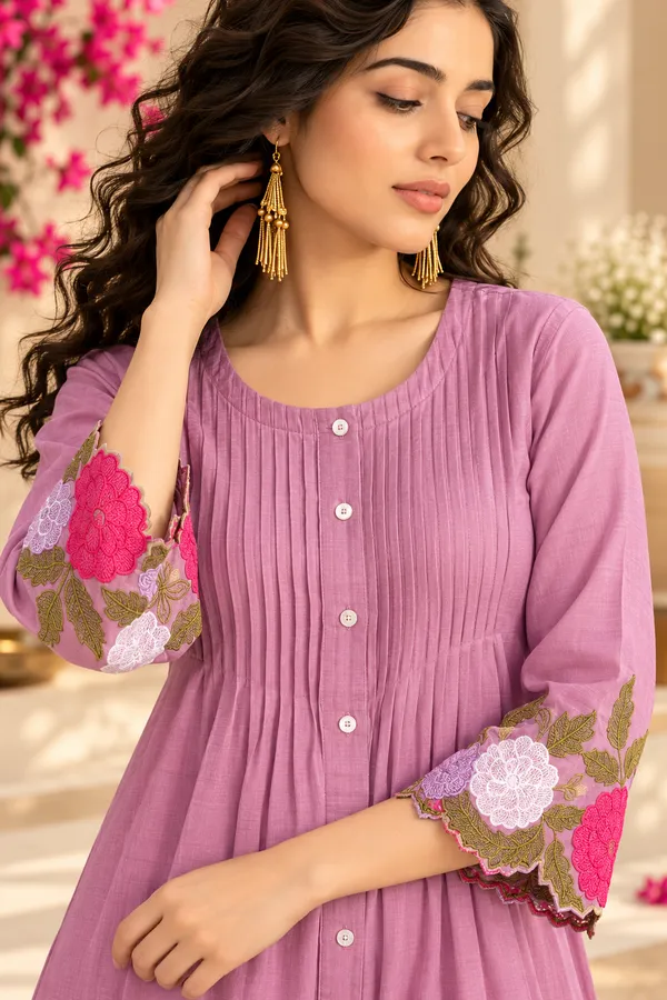Purple_Cotton_Kurta_Pant_Set_For_Women