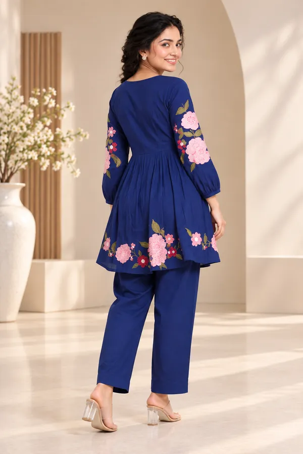 Navy_Blue_Cotton_Kurta_Pant_Set_For_Women