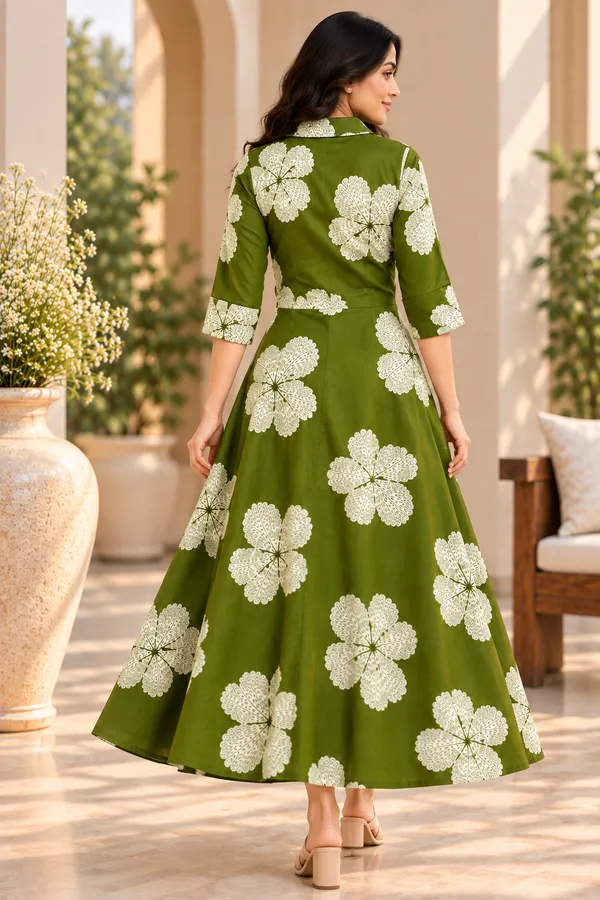 Green_Cotton_Half_Shoulder_Kurti_For_Women
