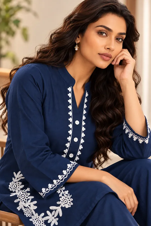 Navy_Blue_Cotton_Full_Sleeve_Co-Ord_Set_For_Women
