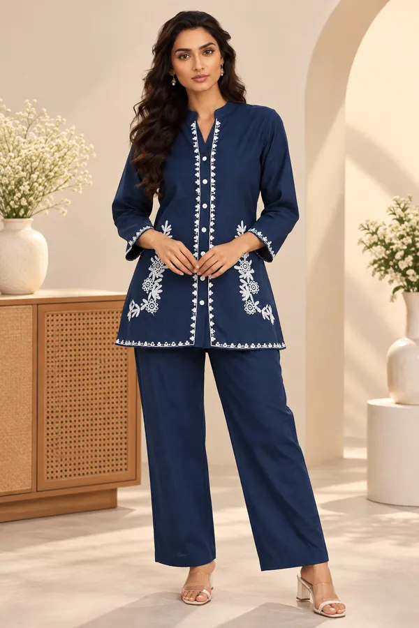 Navy_Blue_Cotton_Full_Sleeve_Co-Ord_Set_For_Women