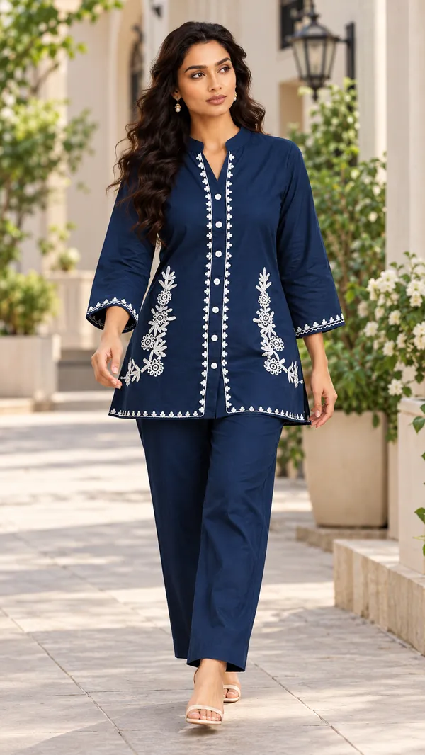 Navy_Blue_Cotton_Full_Sleeve_Co-Ord_Set_For_Women