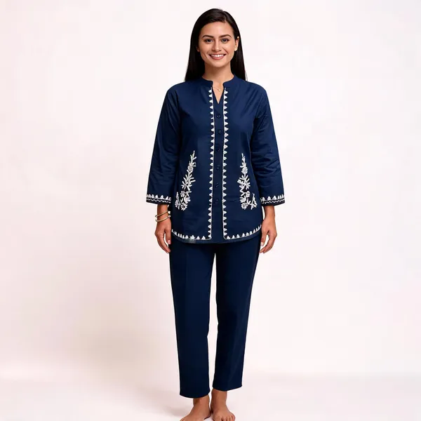 Navy_Blue_Cotton_Full_Sleeve_Co-Ord_Set_For_Women