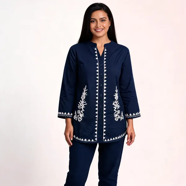 Navy_Blue_Cotton_Full_Sleeve_Co-Ord_Set_For_Women