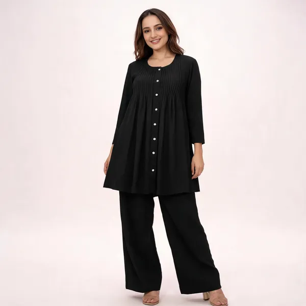 Black_Cotton_Kurta_Pant_Set_For_Women