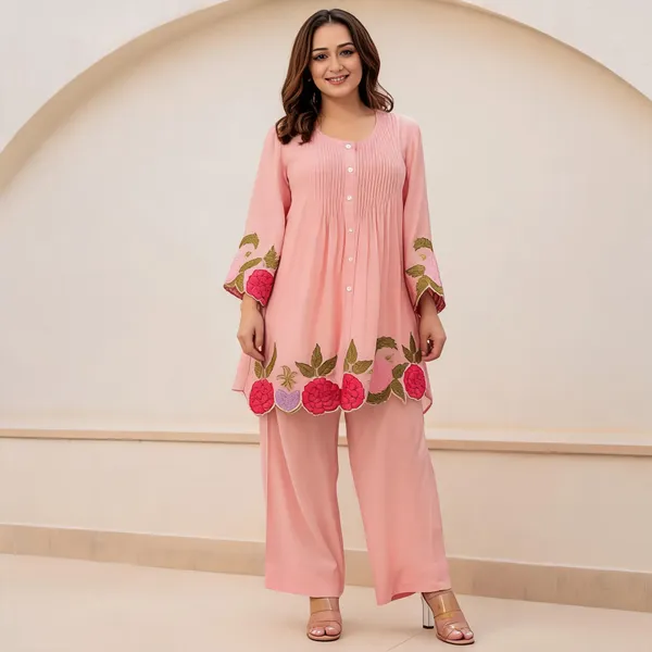 Pink_Cotton_Kurta_Pant_Set_For_Women