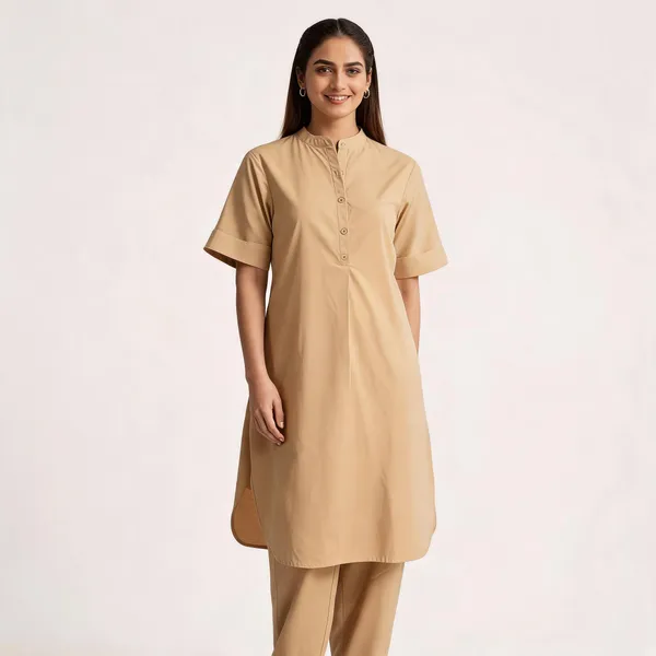 Beige_Cotton_Pathani_Set_For_Women