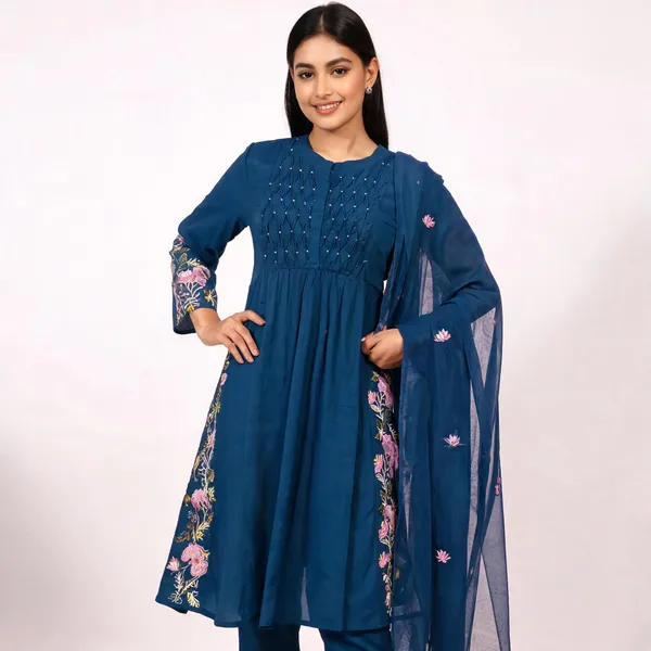 Deep_Blue_Cotton_3_Piece_Long_Set_For_Women