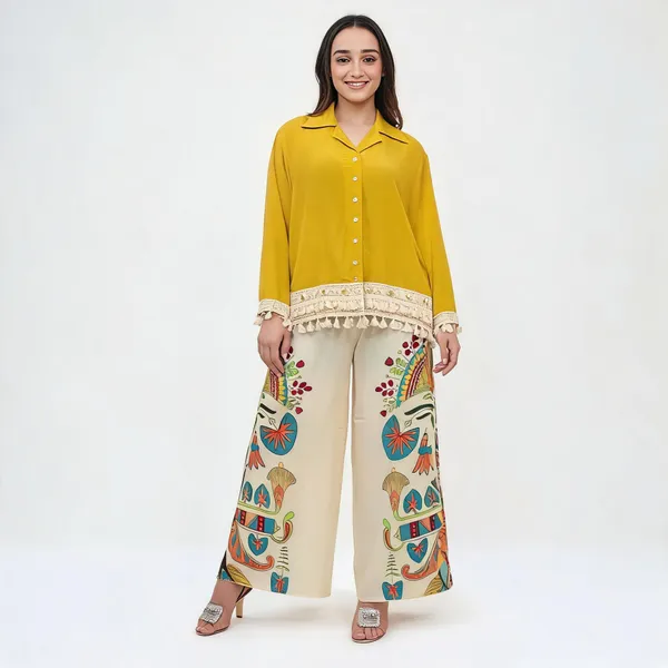 Yellow_Cotton_Short_Kurta_Palazzo_Set_For_Women
