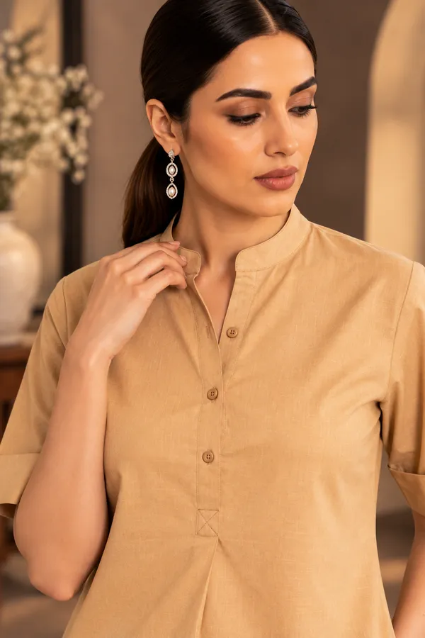 Beige_Cotton_Pathani_Set_For_Women