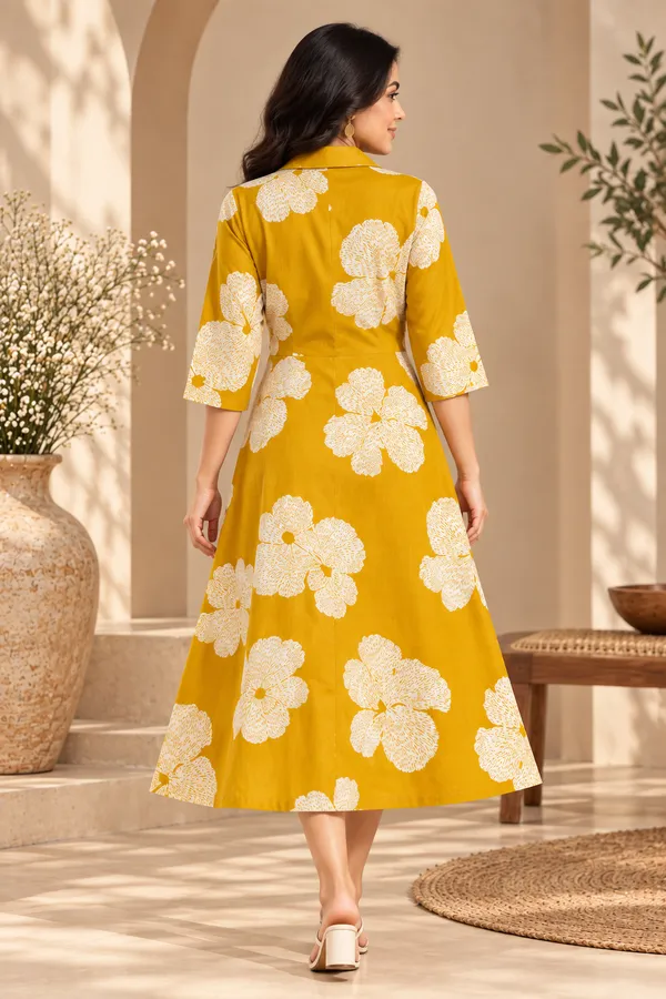 Yellow_Cotton_Half_Shoulder_Kurti_For_Women