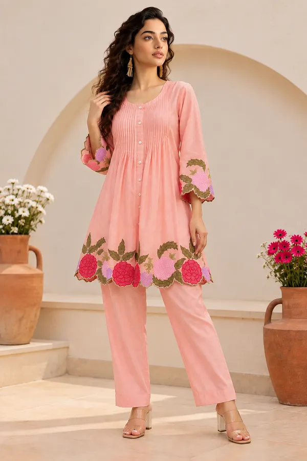 Pink_Cotton_Kurta_Pant_Set_For_Women
