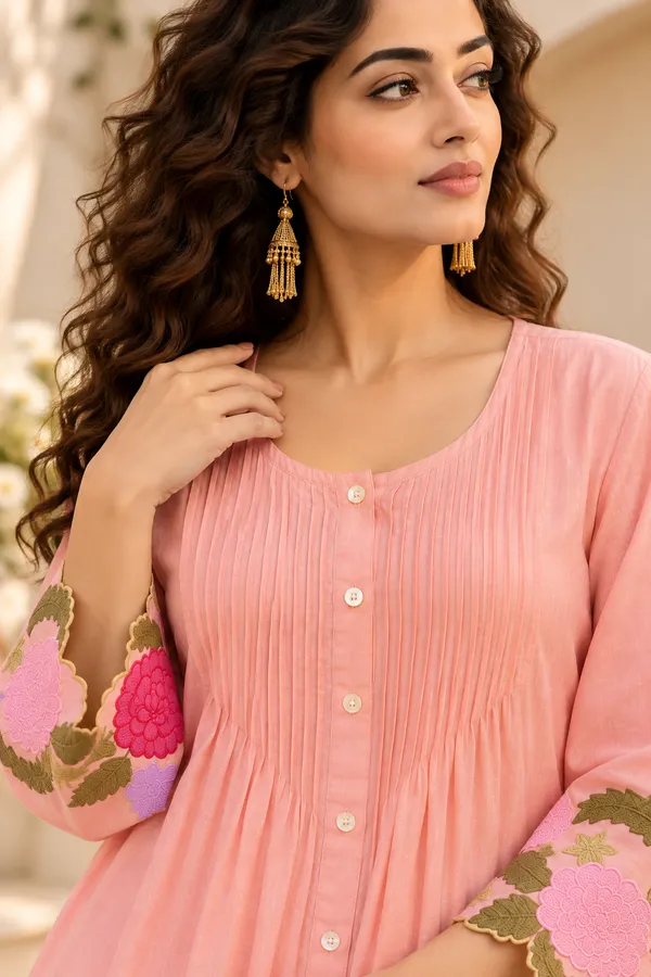 Pink_Cotton_Kurta_Pant_Set_For_Women